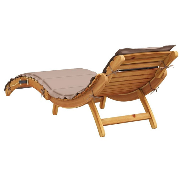 Sun Lounger with Cushion Taupe Solid Wood Acacia A949-367636