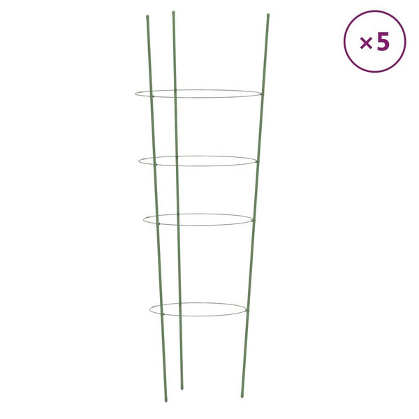 Garden Plant Supports with 4 Rings 5 pcs Green 35.4" Steel A949-319375