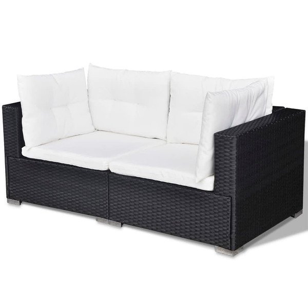 5 Piece Patio Lounge Set with Cushions Poly Rattan Black A949-42100