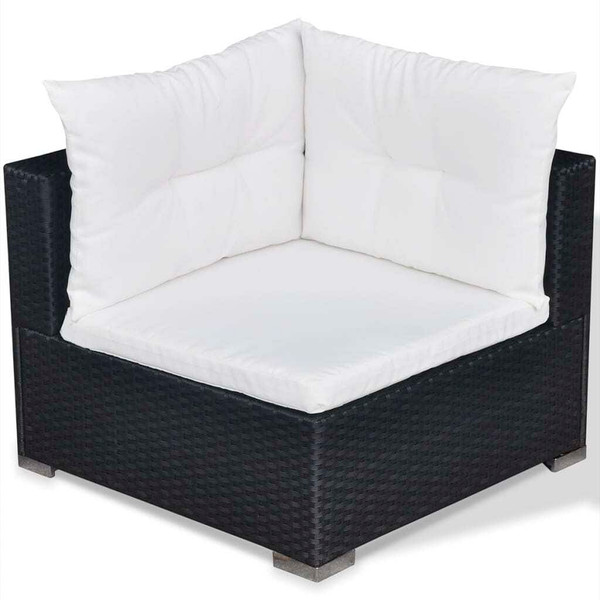5 Piece Patio Lounge Set with Cushions Poly Rattan Black A949-42100