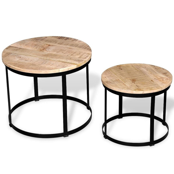 Two Piece Coffee Table Set Rough Mango Wood Round 15.7"/19.7 A949-244006