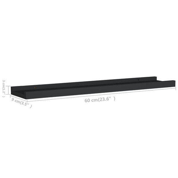Picture Frame Ledge Shelves 2 pcs Black 23.6"x3.5"x1.2" MDF A949-323932