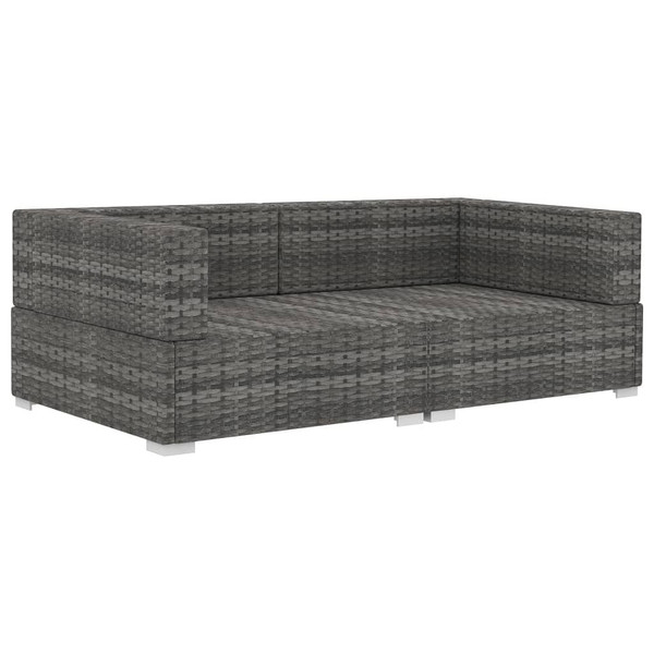 2 Piece Patio Sofa Set with Cushions Poly Rattan Gray A949-48323