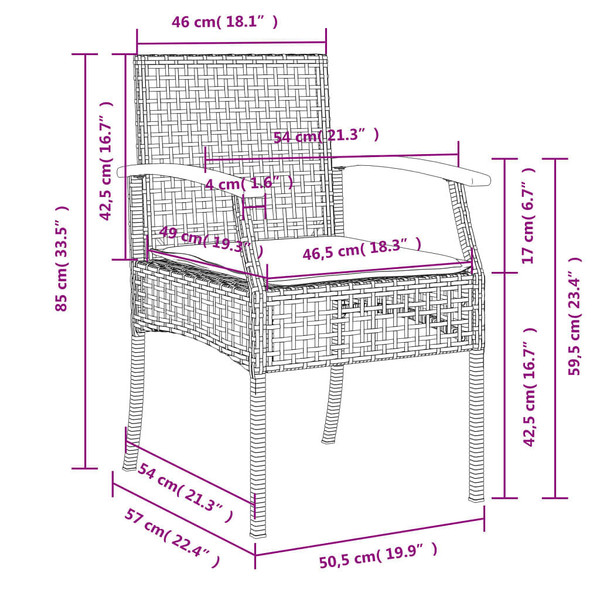  7 Piece Patio Dining Set with Cushions Gray Poly Rattan A949-3213642
