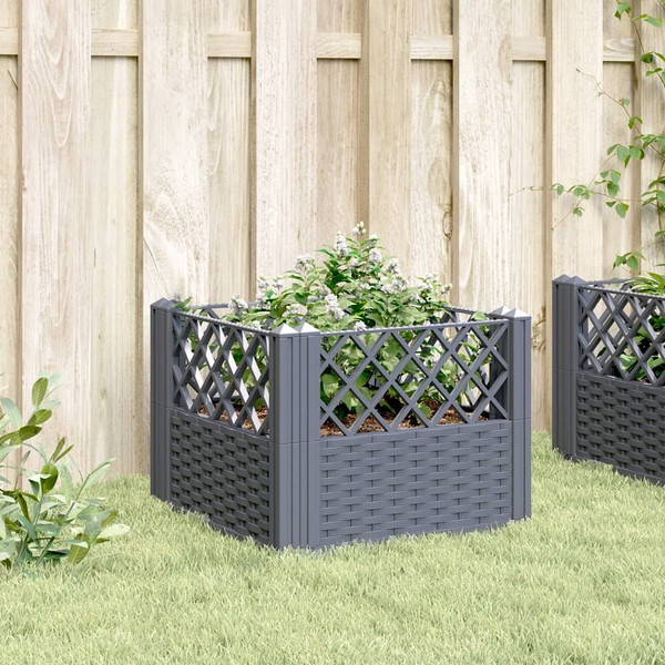 Garden Planter with Pegs Blue Gray 17.1"x17.1"x17.1" PP A949-368009