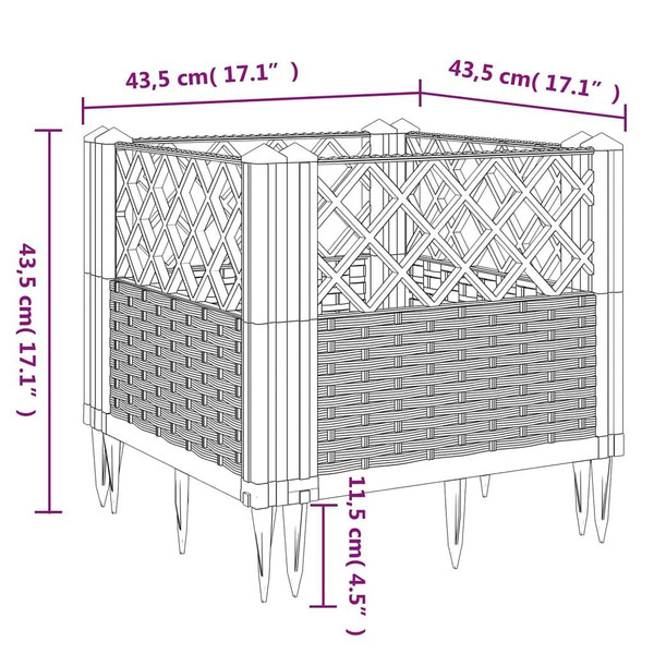 Garden Planter with Pegs Blue Gray 17.1"x17.1"x17.1" PP A949-368009