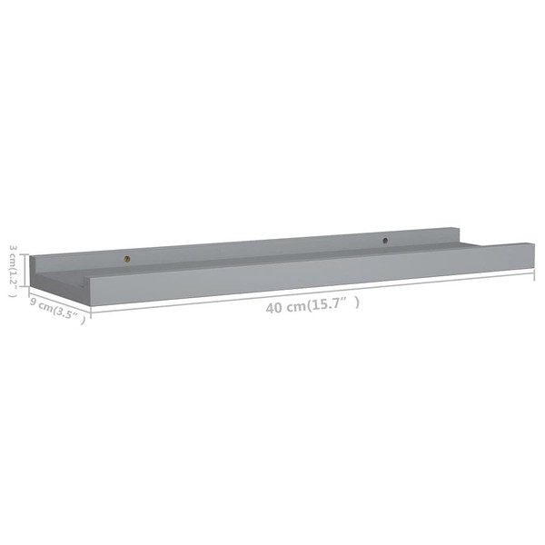 Picture Frame Ledge Shelves 2 pcs Gray 15.7"x3.5"x1.2" MDF A949-323934