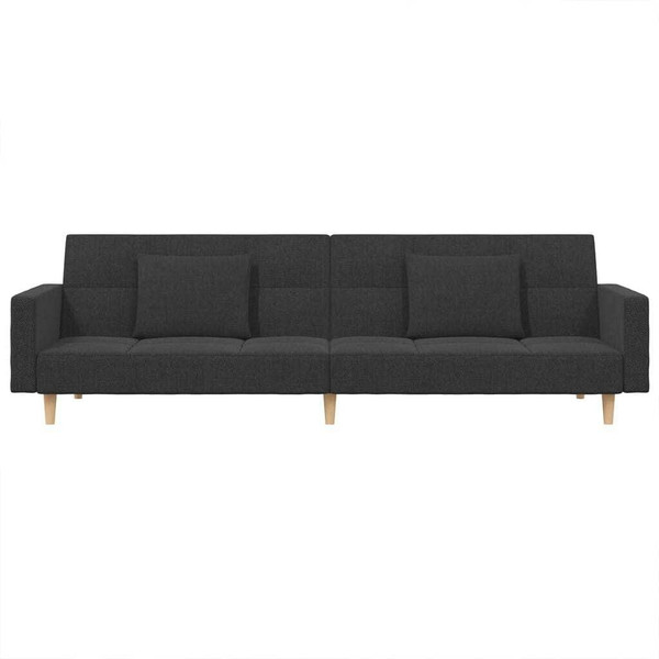 2-Seater Sofa Bed with Two Pillows Dark Gray Fabric A949-375800