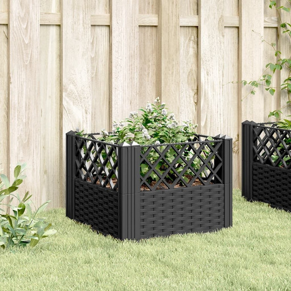 Garden Planter with Pegs Black 17.1"x17.1"x17.1" PP A949-368007