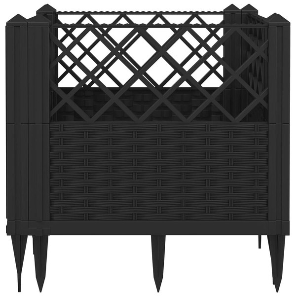 Garden Planter with Pegs Black 17.1"x17.1"x17.1" PP A949-368007