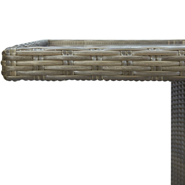 Patio Table Brown Poly Rattan and Tempered Glass A949-313313