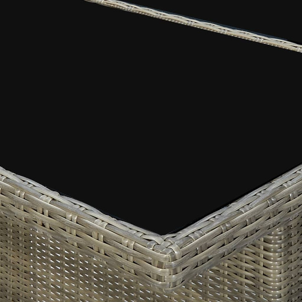 Patio Table Brown Poly Rattan and Tempered Glass A949-313313