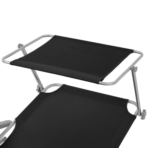 Sun Lounger with Canopy Steel Black A949-42932