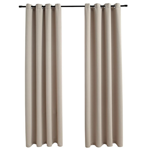 Blackout Curtains with Rings 2 pcs Beige 54"x95" Fabric A949-134857