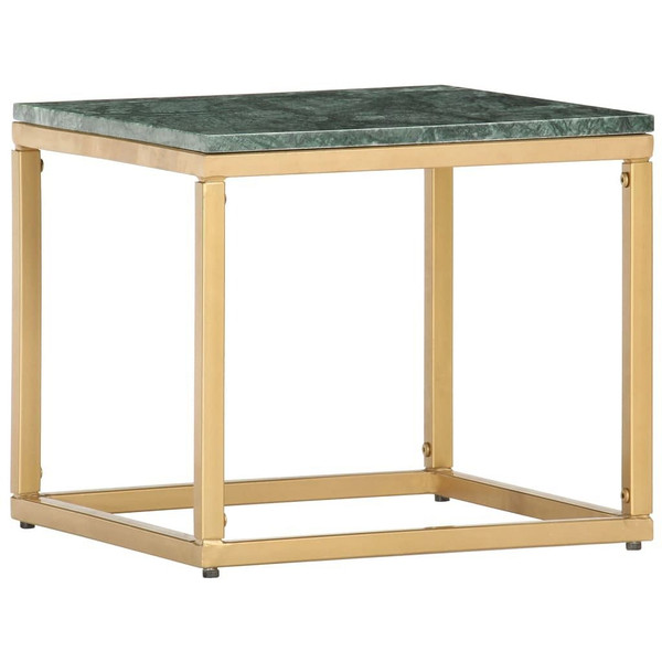 Coffee Table Green 15.7"x15.7"x13.8" Real Stone with Marble Texture A949-286437