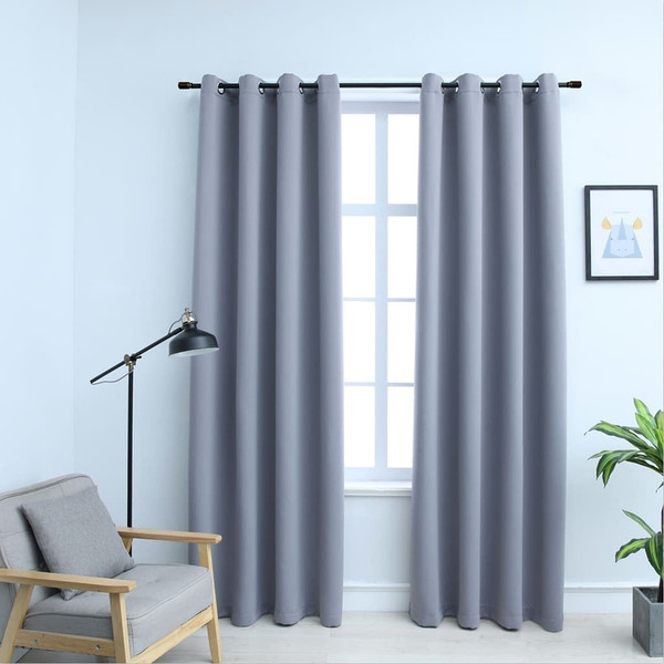 Blackout Curtains with Rings 2 pcs Gray 54"x84" Fabric A949-134850