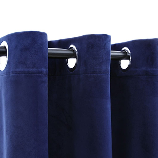 Blackout Curtains with Rings 2 pcs Navy Blue 37"x63" Velvet A949-134828