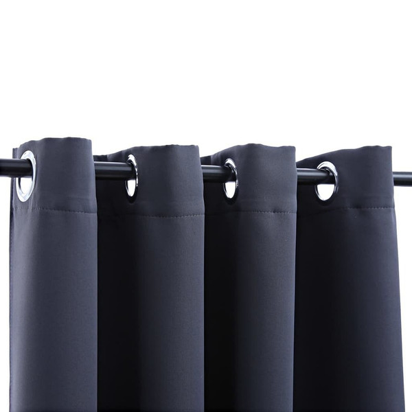 Blackout Curtains with Rings 2 pcs Anthracite 54"x84" Fabric A949-134844