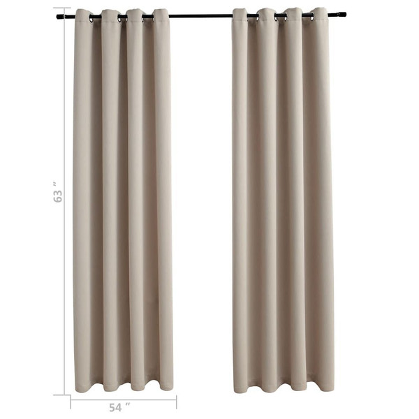 Blackout Curtains with Rings 2 pcs Beige 54"x63" Fabric A949-134855