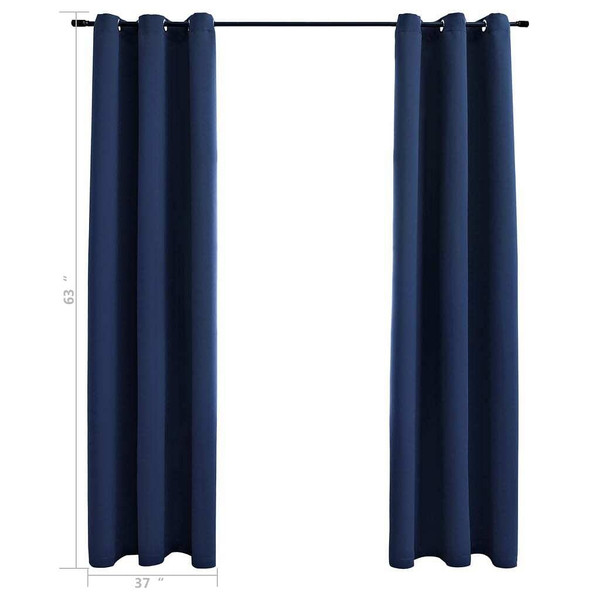 Blackout Curtains with Rings 2 pcs Navy Blue 37"x63" Fabric A949-134858