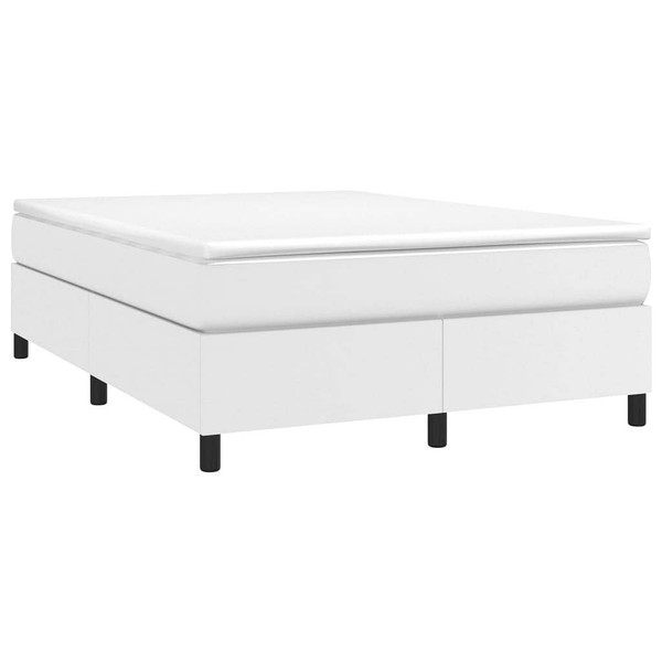Box Spring Bed Frame White Full Faux Leather (US Only) A949-3121076