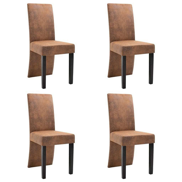 Dining Chairs 4 pcs Brown Faux Suede Leather A949-249201