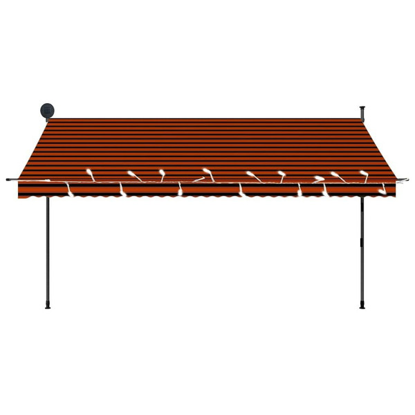 Manual Retractable Awning with LED 137.8" Orange and Brown A949-145881