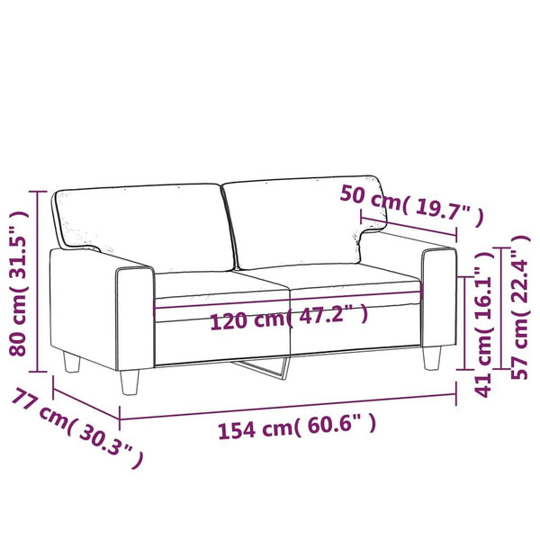 2-Seater Sofa Black 47.2" Faux Leather A949-359412