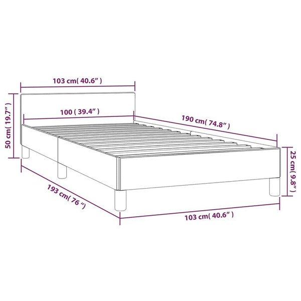 Bed Frame without Mattress Dark Gray Twin Velvet A949-347598
