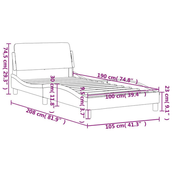 Bed Frame "Dover" Black 39.4"x74.8" Faux Leather A949-373269