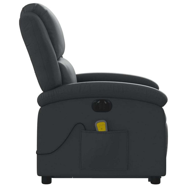 Electric Stand up Massage Recliner Chair Black Real Leather A949-3205948