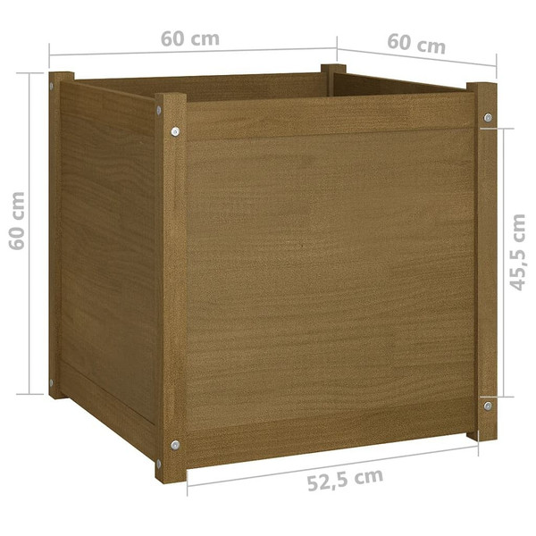Garden Planters 2 pcs Honey Brown 23.6"x23.6"x23.6" Solid Wood Pine A949-810565