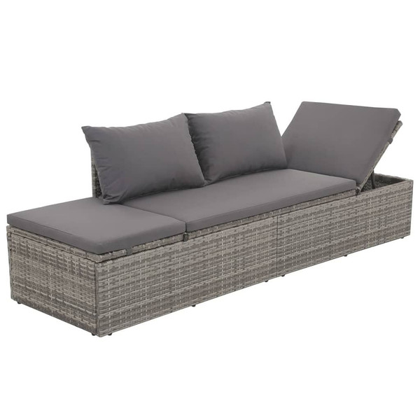  Patio Bed Gray 76.8"x23.6" Poly Rattan A949-43955