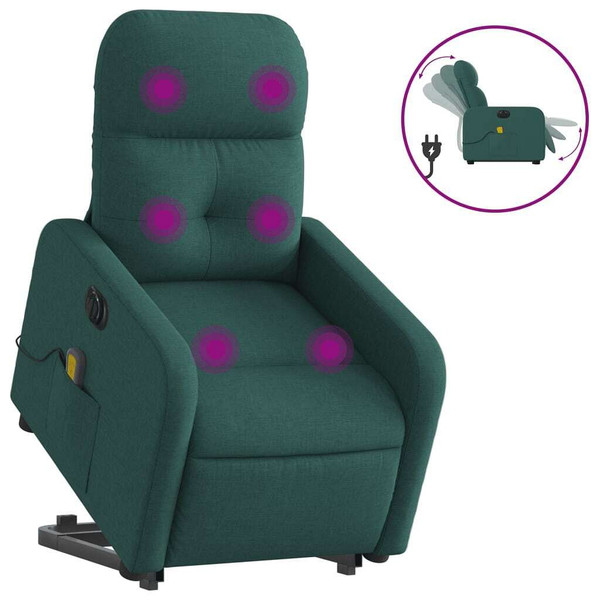  Electric Stand up Massage Recliner Chair Dark Green Fabric A949-3206953