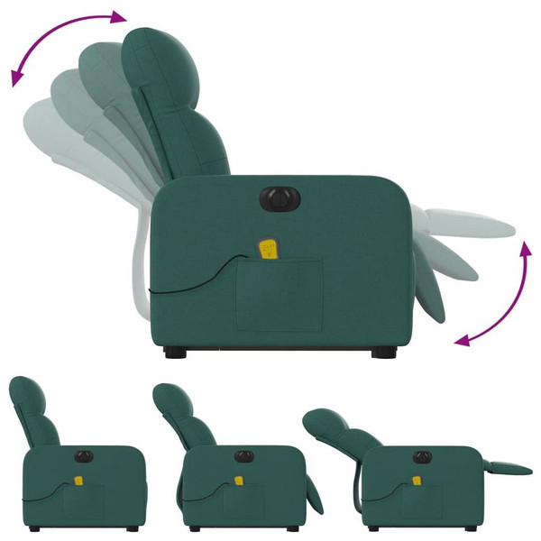  Electric Stand up Massage Recliner Chair Dark Green Fabric A949-3206953