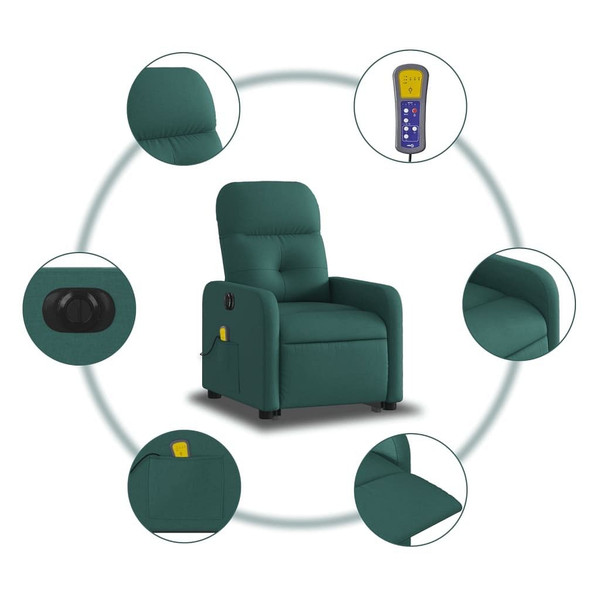  Electric Stand up Massage Recliner Chair Dark Green Fabric A949-3206953