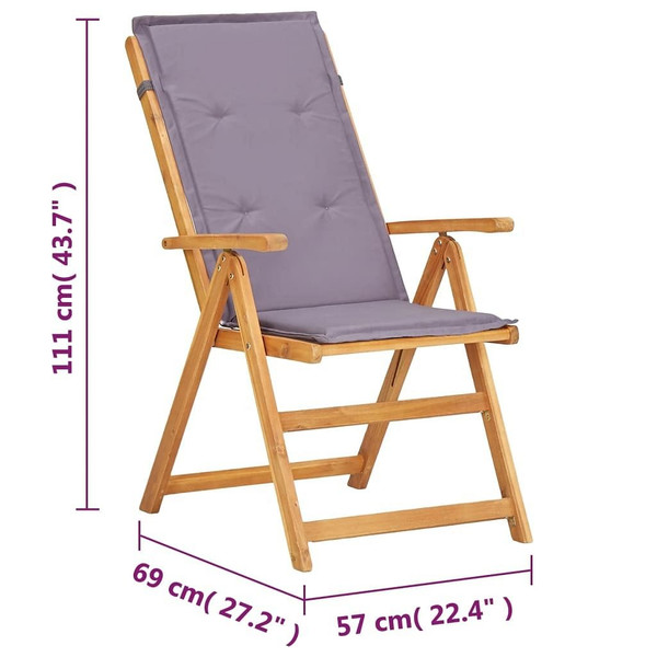 Reclining Patio Chairs 2 pcs Brown Solid Acacia Wood A949-45936