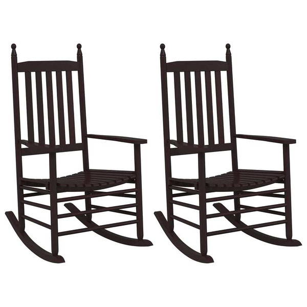 Rocking Chairs with Curved Seats 2 pcs Brown Solid Wood Poplar A949-3281587