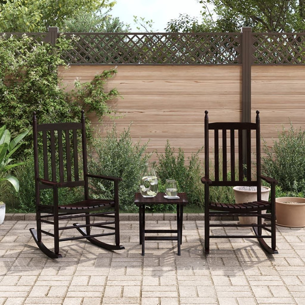 Rocking Chairs with Curved Seats 2 pcs Brown Solid Wood Poplar A949-3281587