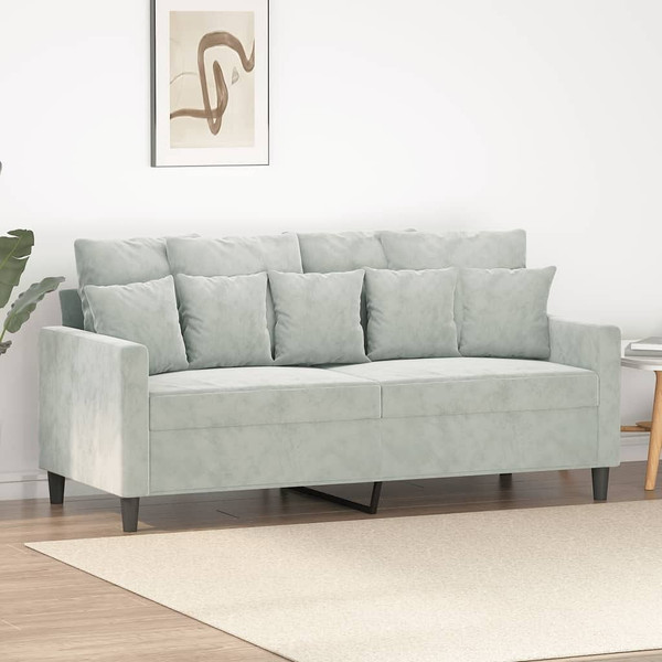 2-Seater Sofa Light Gray 55.1" Velvet A949-359303