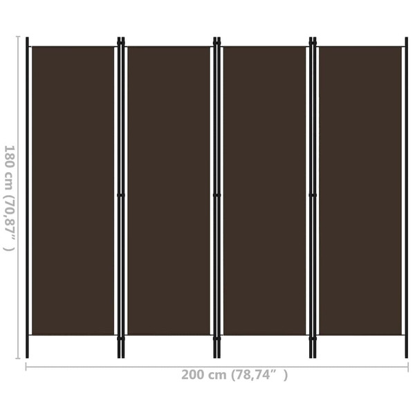 4-Panel Room Divider Brown 78.7"x70.9 A949-320720