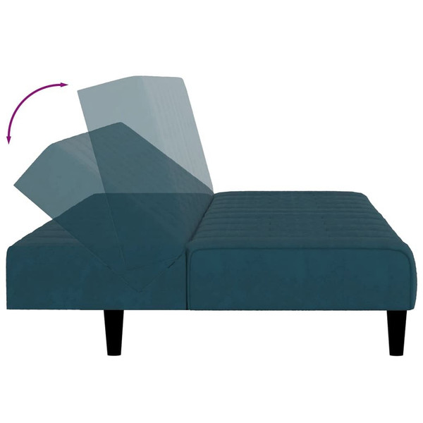 2-Seater Sofa Bed Blue Velvet A949-375762