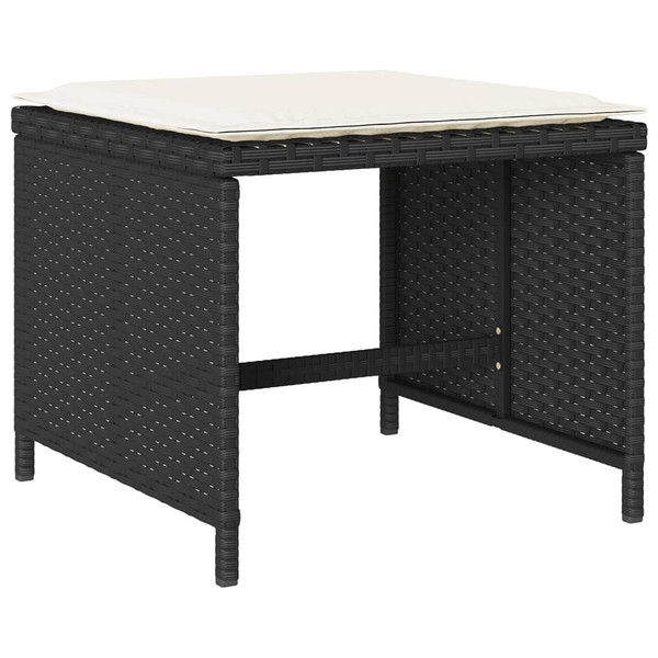11 Piece Patio Dining Set with Cushions Black Poly Rattan A949-3277742