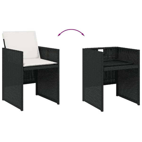 11 Piece Patio Dining Set with Cushions Black Poly Rattan A949-3277742