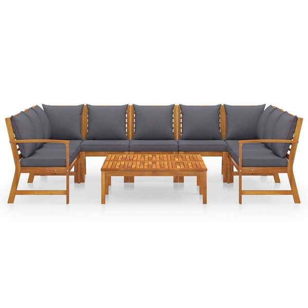  9 Piece Patio Lounge Set with Cushion Solid Acacia Wood A949-3057782