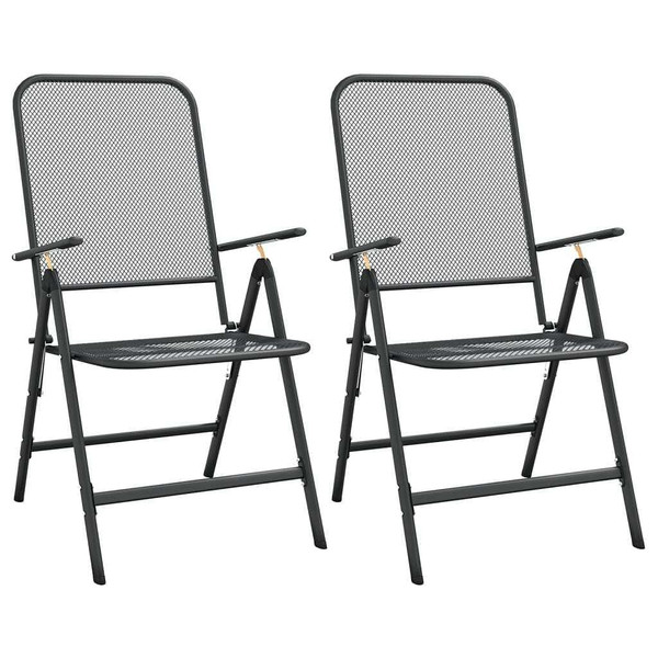 Folding Patio Chairs 2 pcs Expanded Metal Mesh Anthracite A949-317340