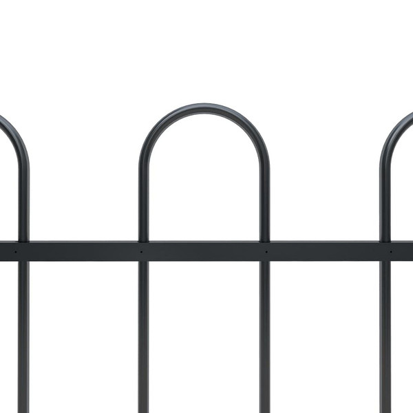Garden Fence with Hoop Top Steel 211.4"x23.6" Black A949-277640