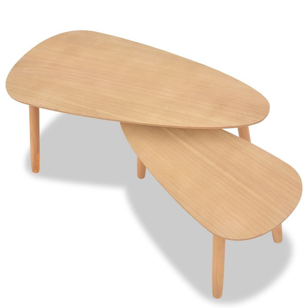 Coffee Table Set 2 Pieces Solid Pinewood Brown A949-244733