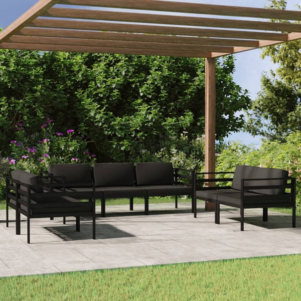  7 Piece Patio Lounge Set with Cushions Aluminum Anthracite A949-3107796