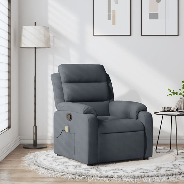 Massage Recliner Chair Dark Gray Velvet A949-373512